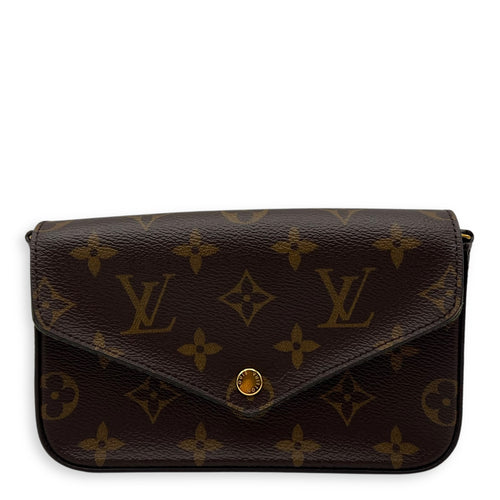 Louis Vuitton Felicie Strap and Go Brown Crossbody Bag in Monogram Coated Canvas, Gold hardware_1