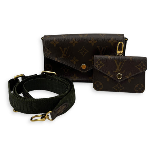 Louis Vuitton Felicie Strap and Go Brown Crossbody Bag in Monogram Coated Canvas, Gold hardware_14