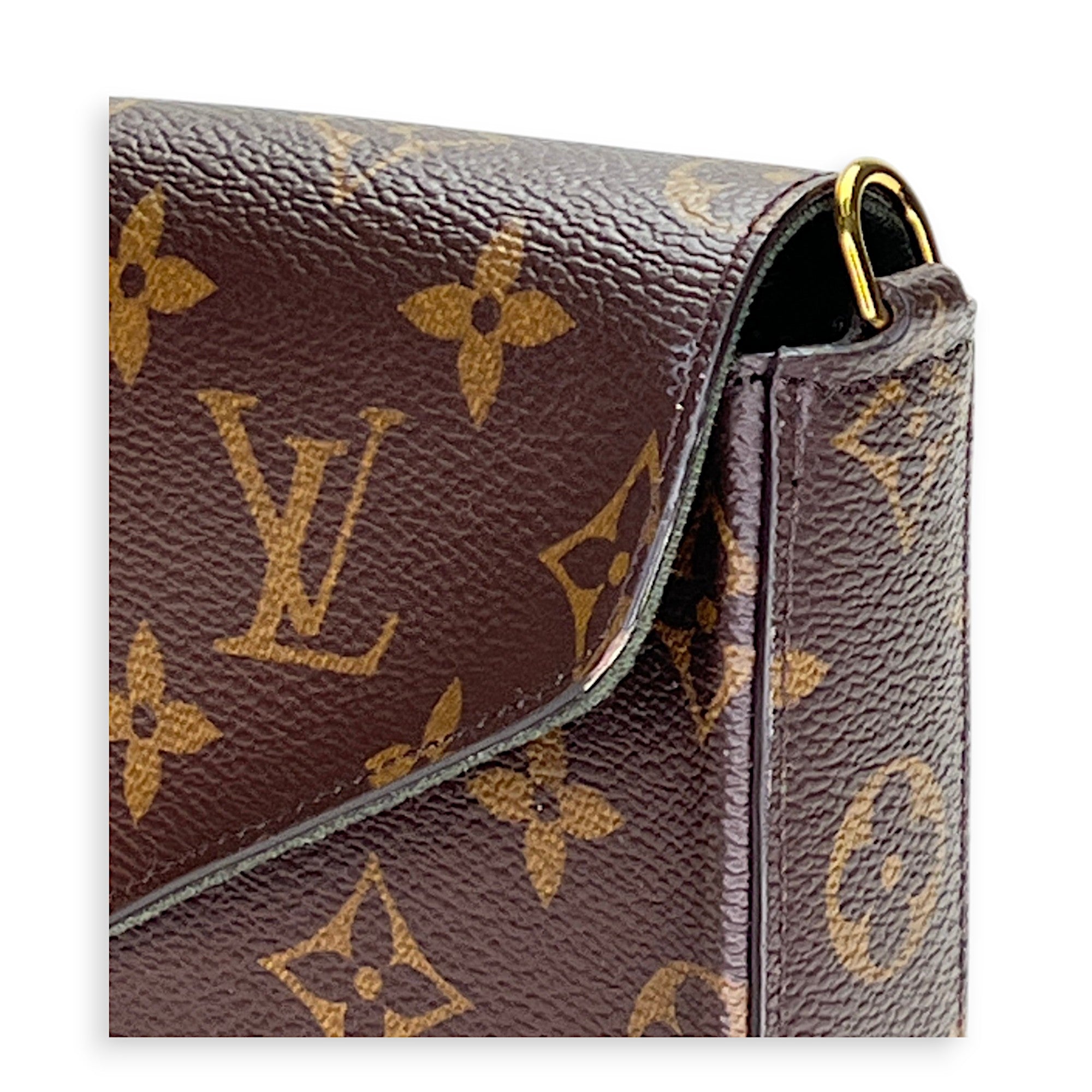 Louis Vuitton Felicie Strap and Go Brown Crossbody Bag in Monogram Coated Canvas, Gold hardware_4