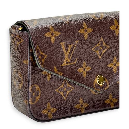 Louis Vuitton Felicie Strap and Go Brown Crossbody Bag in Monogram Coated Canvas, Gold hardware_5