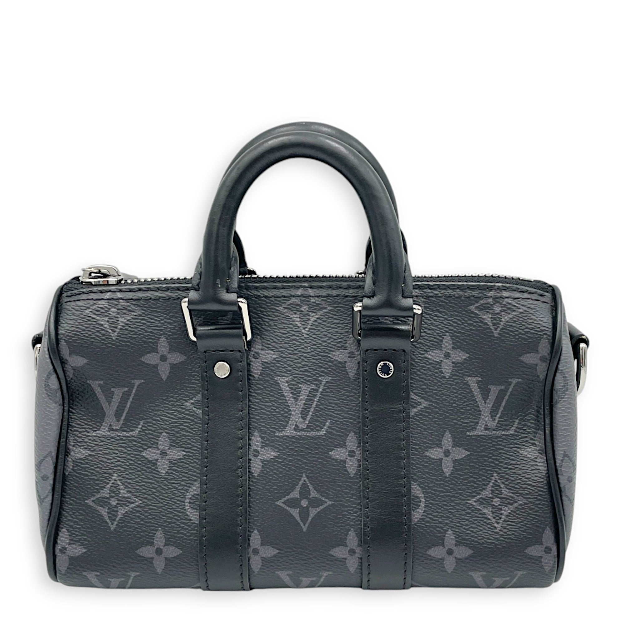 Louis Vuitton Keepall XS Grey Top Handle Bag in Monogram Coated Canvas, Silver hardware_1