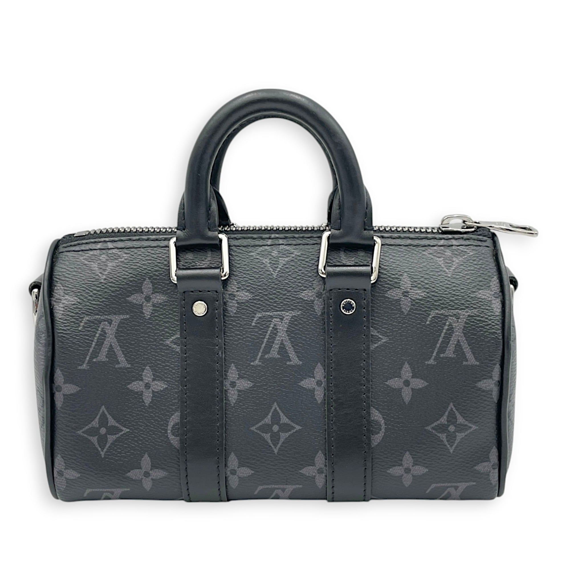 Louis Vuitton Keepall XS Grey Top Handle Bag in Monogram Coated Canvas, Silver hardware_2