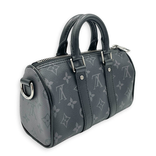 Louis Vuitton Keepall XS Grey Top Handle Bag in Monogram Coated Canvas, Silver hardware_3