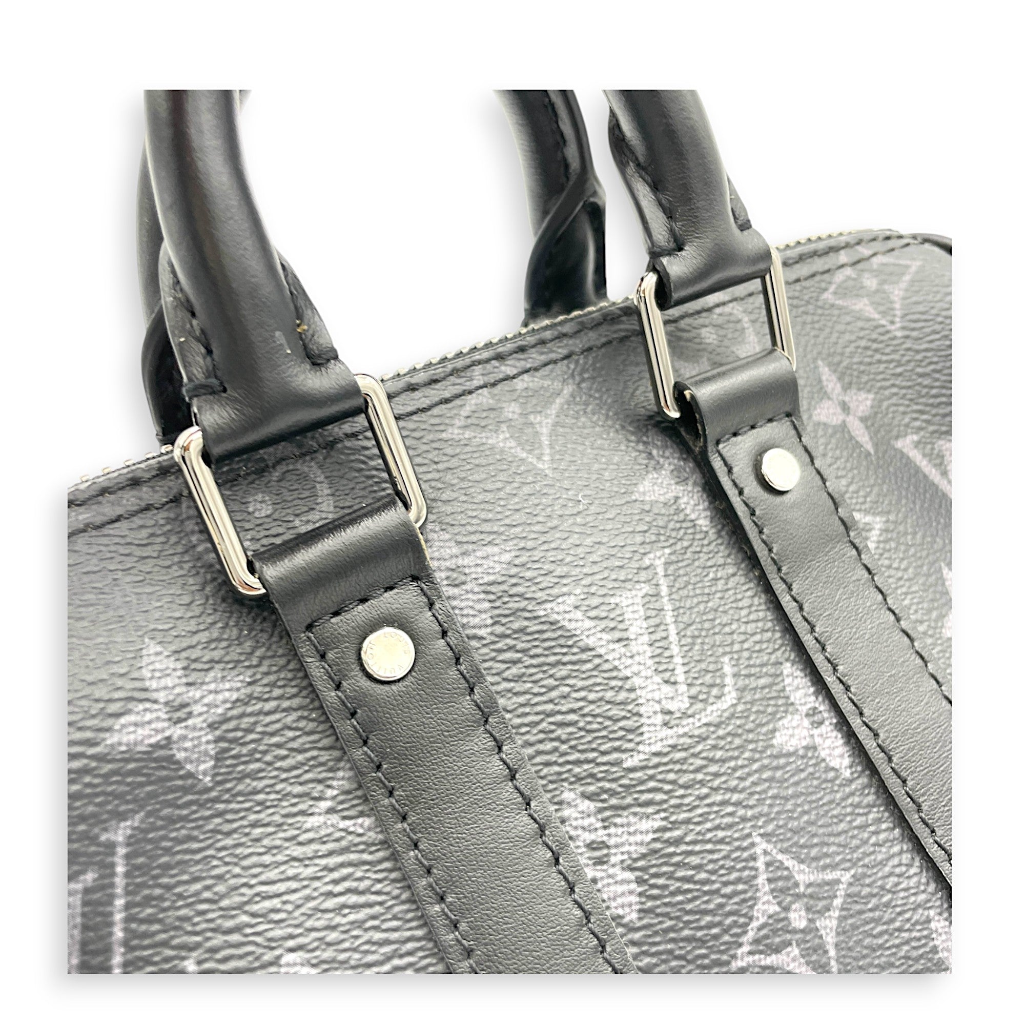 Louis Vuitton Keepall XS Grey Top Handle Bag in Monogram Coated Canvas, Silver hardware_5