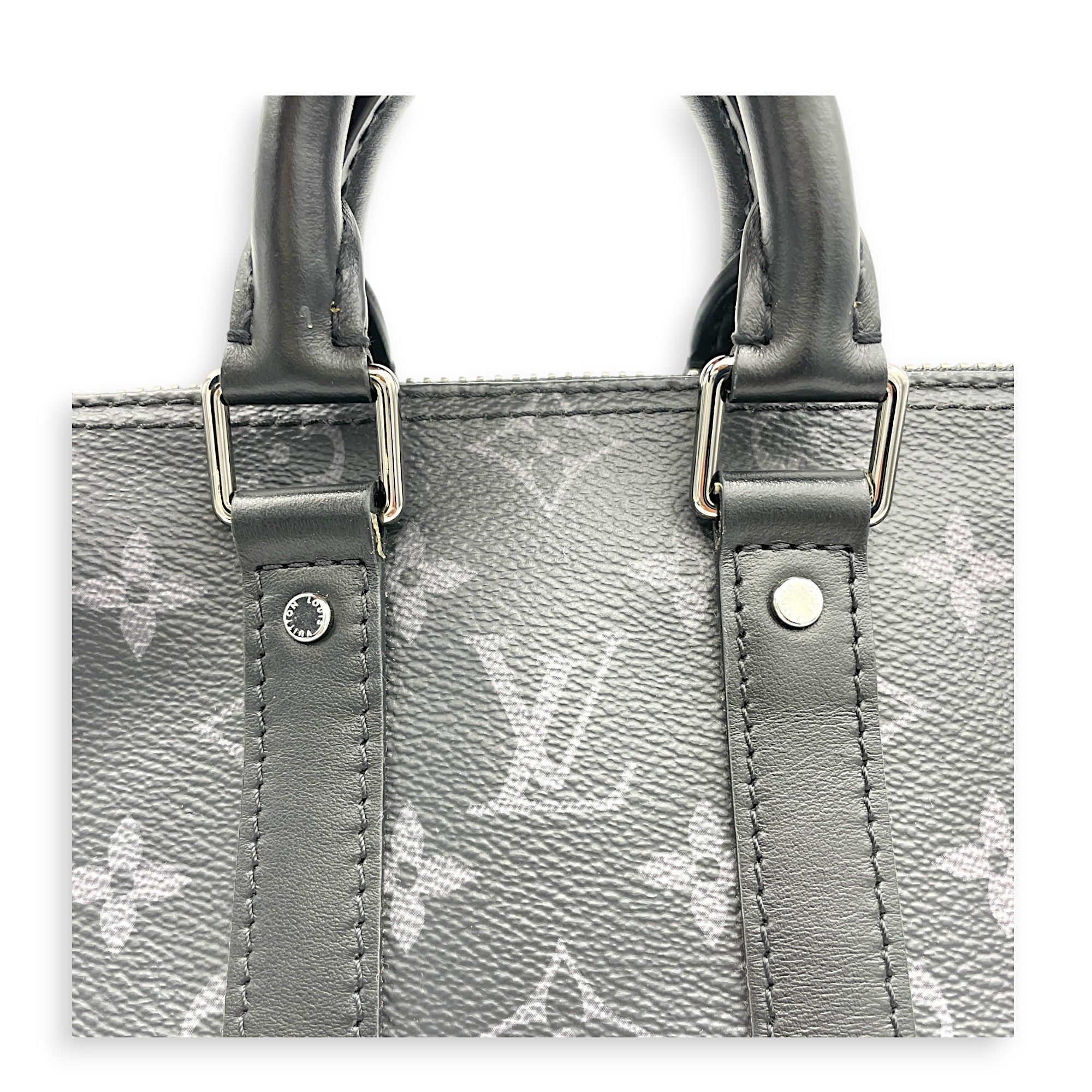 Louis Vuitton Keepall XS Grey Top Handle Bag in Monogram Coated Canvas, Silver hardware_6
