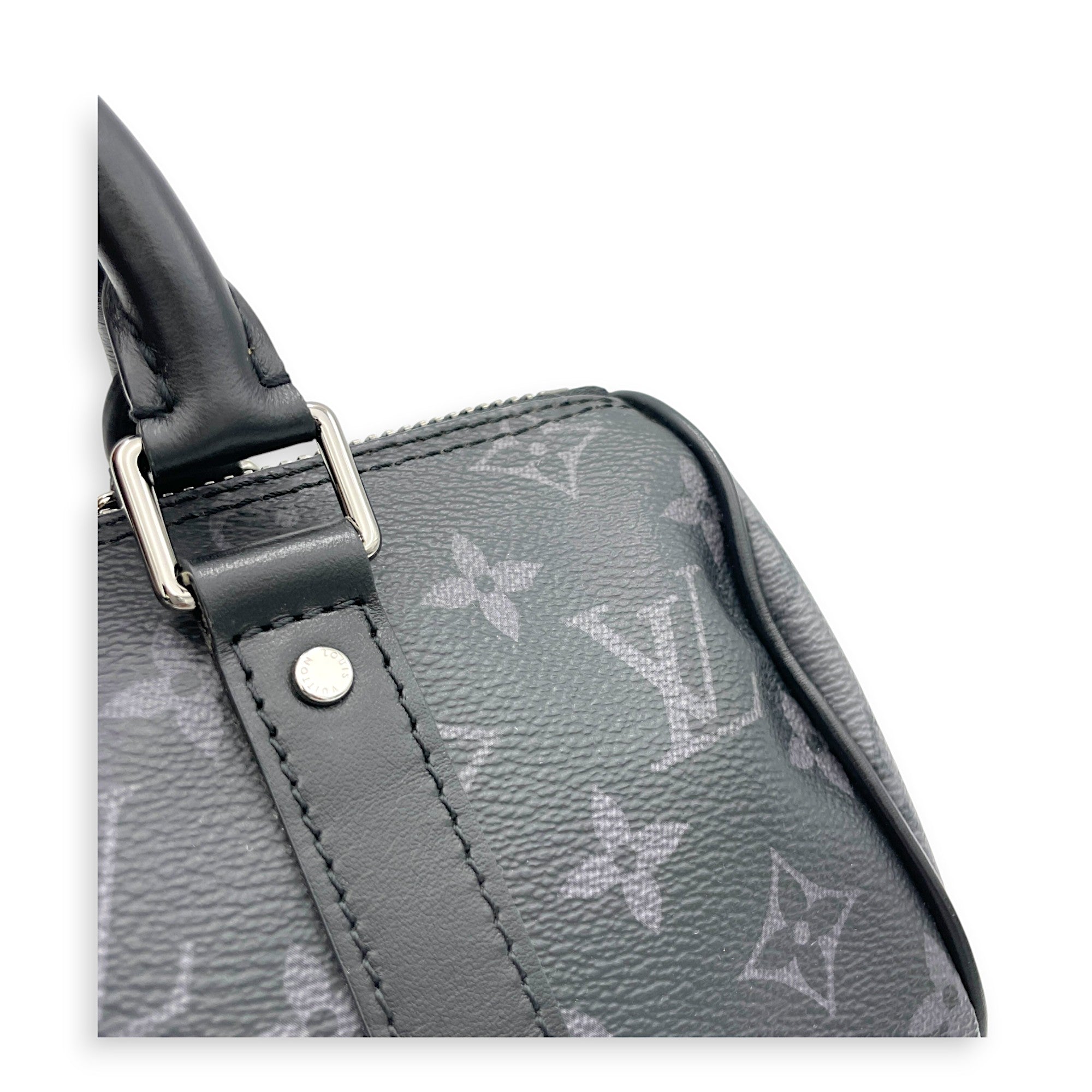 Louis Vuitton Keepall XS Grey Top Handle Bag in Monogram Coated Canvas, Silver hardware_8