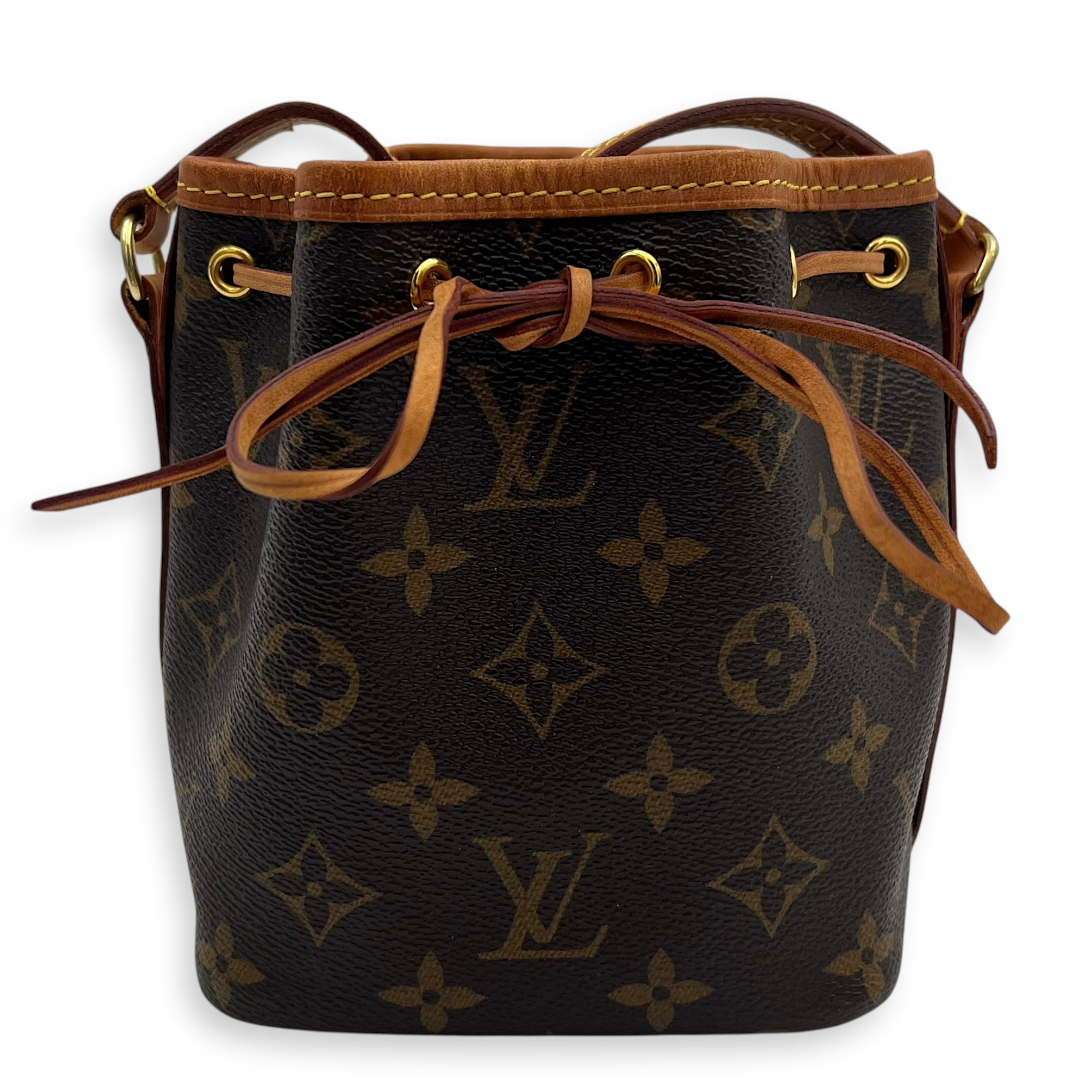 Louis Vuitton Noe Bucket Bag Nano Brown in Monogram Coated Canvas, Gold hardware_1