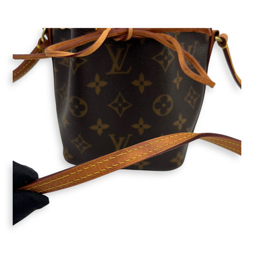 Louis Vuitton Noe Bucket Bag Nano Brown in Monogram Coated Canvas, Gold hardware_10