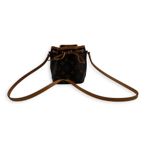 Louis Vuitton Noe Bucket Bag Nano Brown in Monogram Coated Canvas, Gold hardware_11