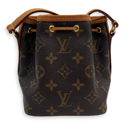 Louis Vuitton Noe Bucket Bag Nano Brown in Monogram Coated Canvas, Gold hardware_2