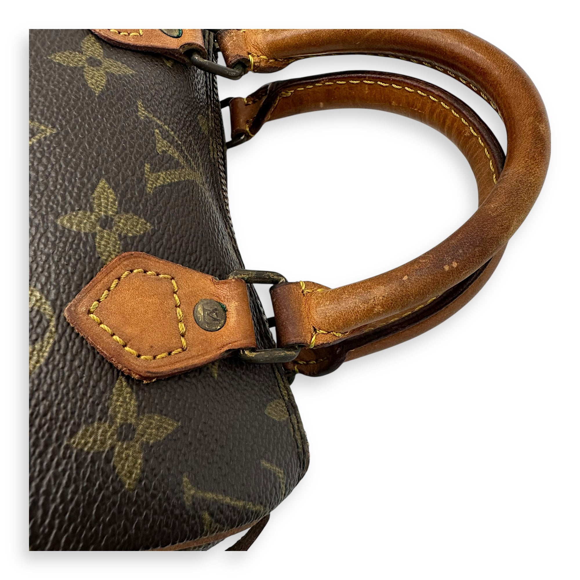 Louis Vuitton Speedy Top Handle Bag Brown in Monogram Coated Canvas, Gold hardware_12
