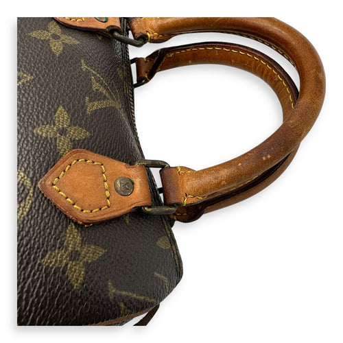 Louis Vuitton Speedy Top Handle Bag Brown in Monogram Coated Canvas, Gold hardware_12
