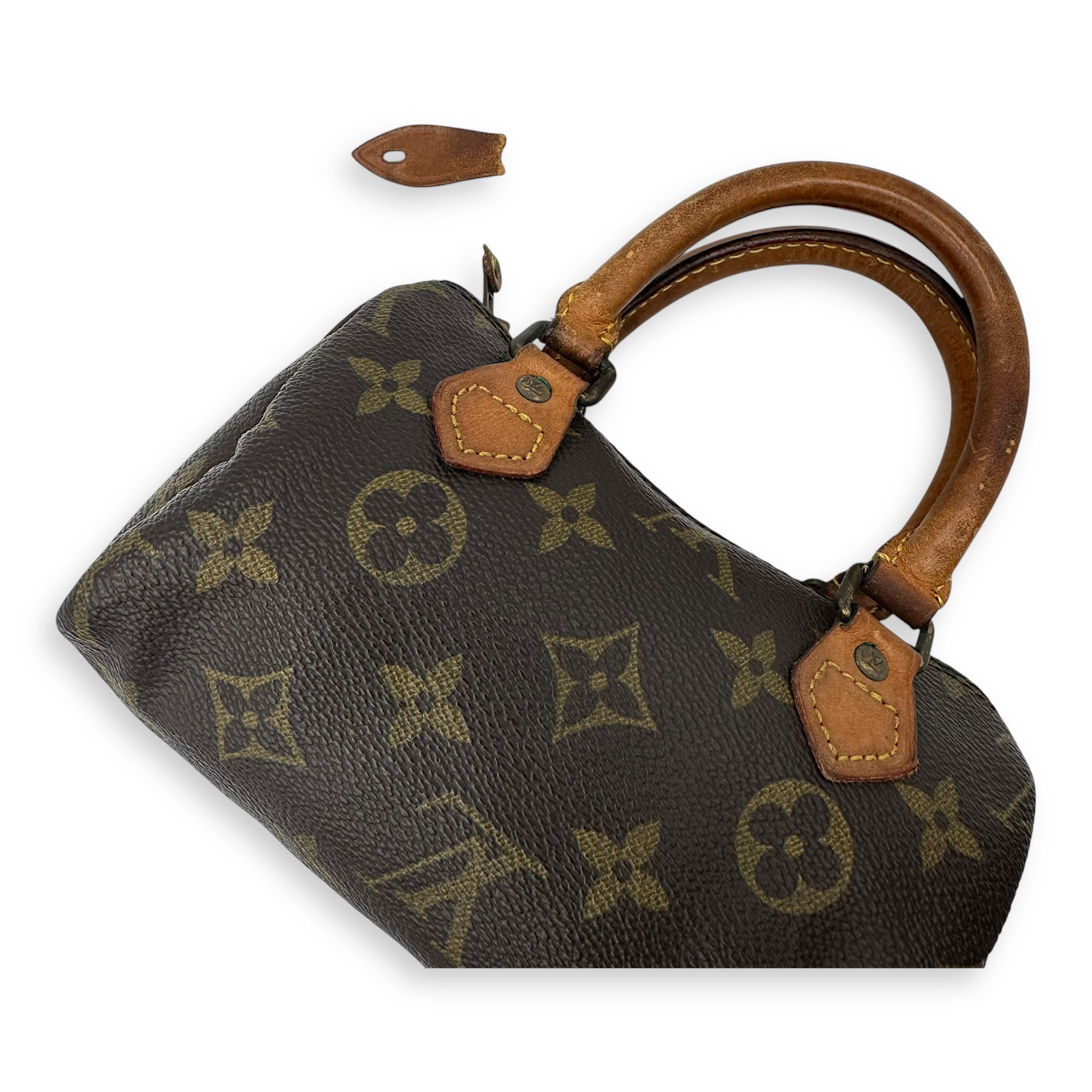 Louis Vuitton Speedy Top Handle Bag Brown in Monogram Coated Canvas, Gold hardware_13