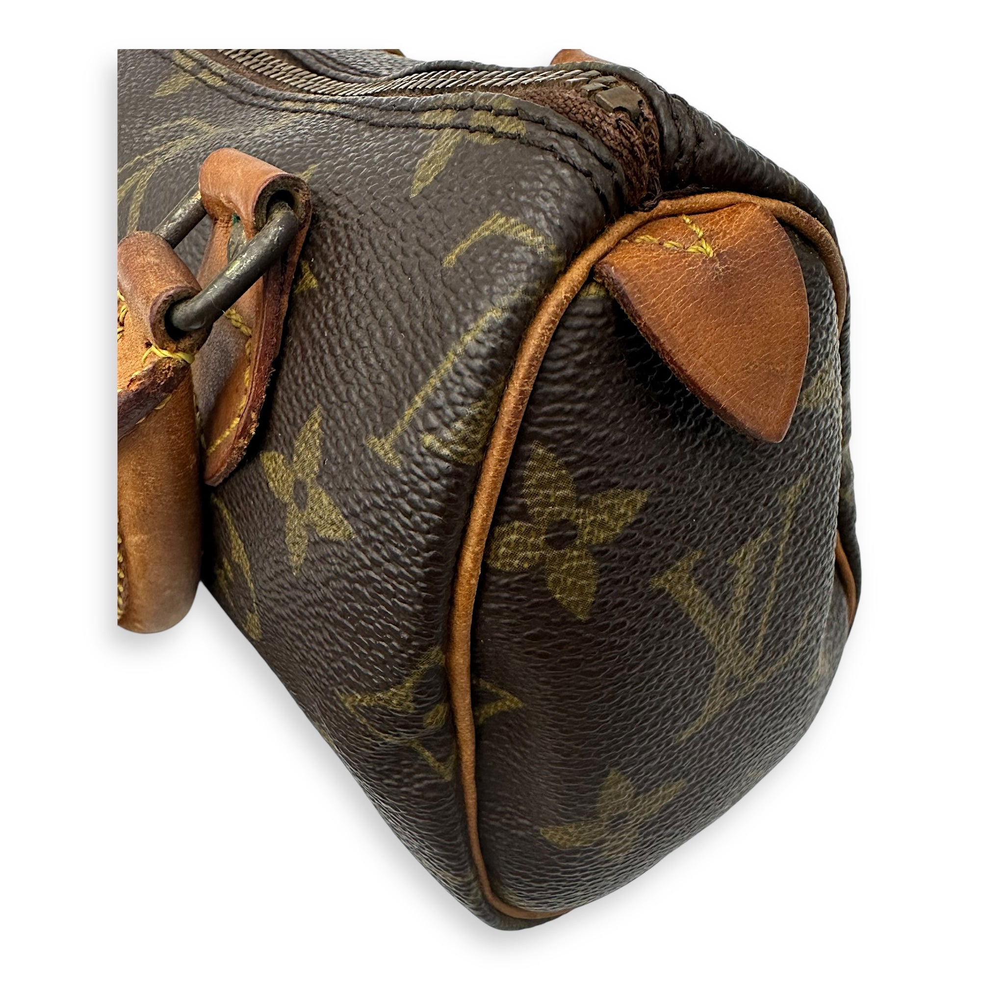 Louis Vuitton Speedy Top Handle Bag Brown in Monogram Coated Canvas, Gold hardware_14