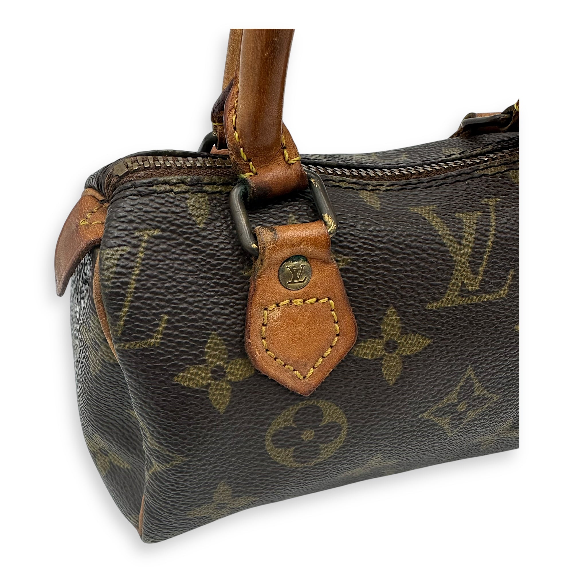 Louis Vuitton Speedy Top Handle Bag Brown in Monogram Coated Canvas, Gold hardware_8