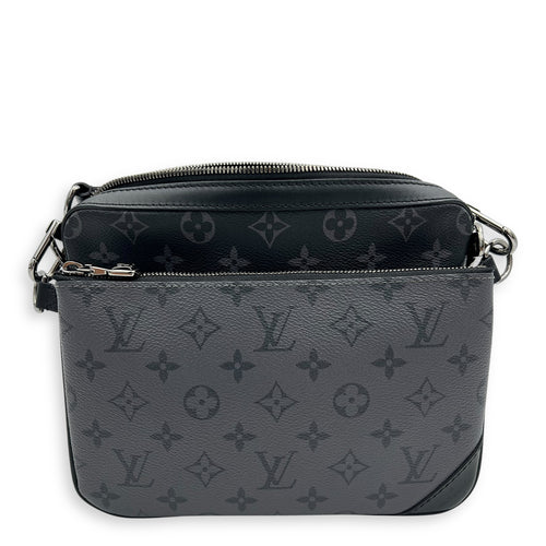 Louis Vuitton Trio Messenger Black Crossbody Bag in Monogram Coated Canvas, Silver hardware_1