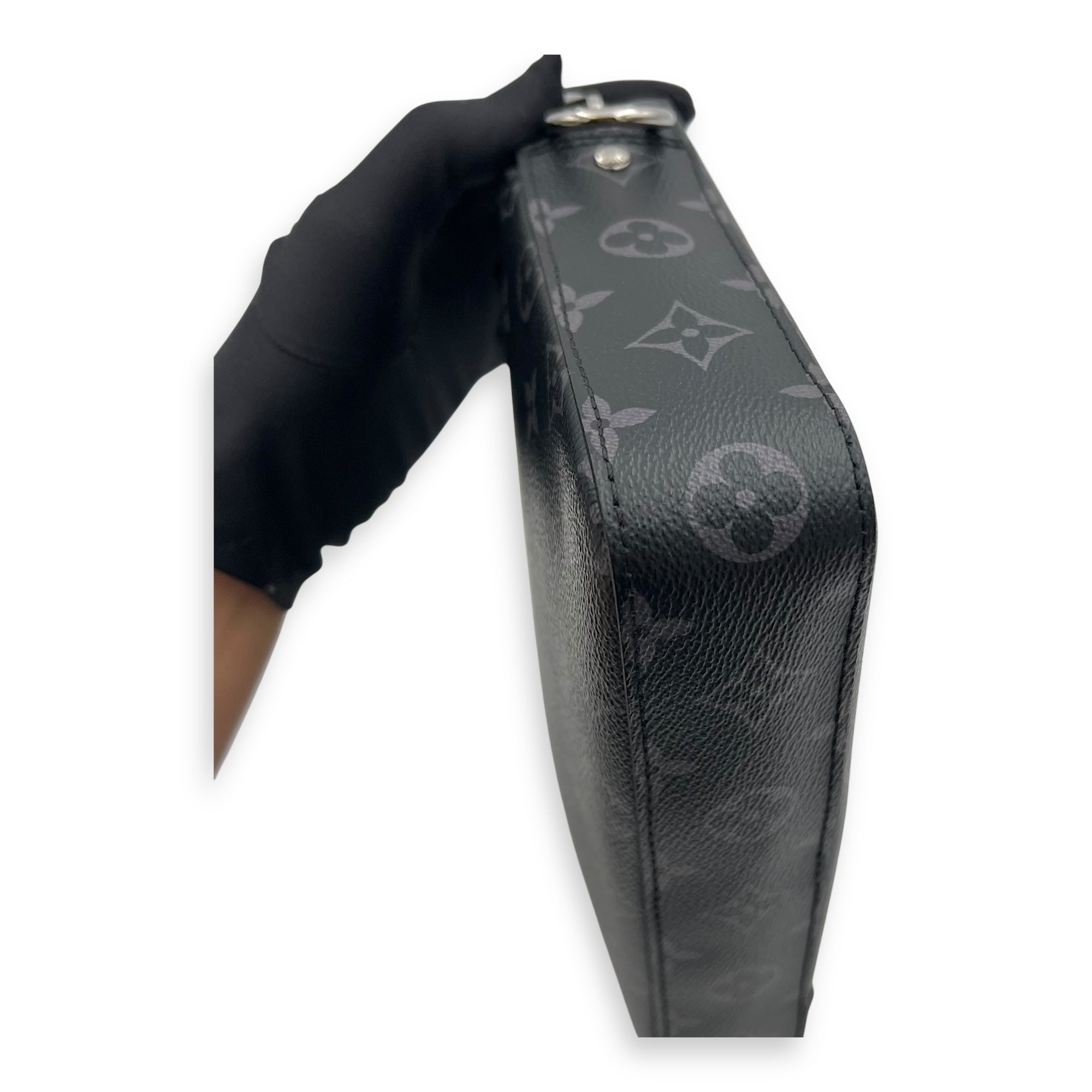 Louis Vuitton Trio Messenger Black Crossbody Bag in Monogram Coated Canvas, Silver hardware_13