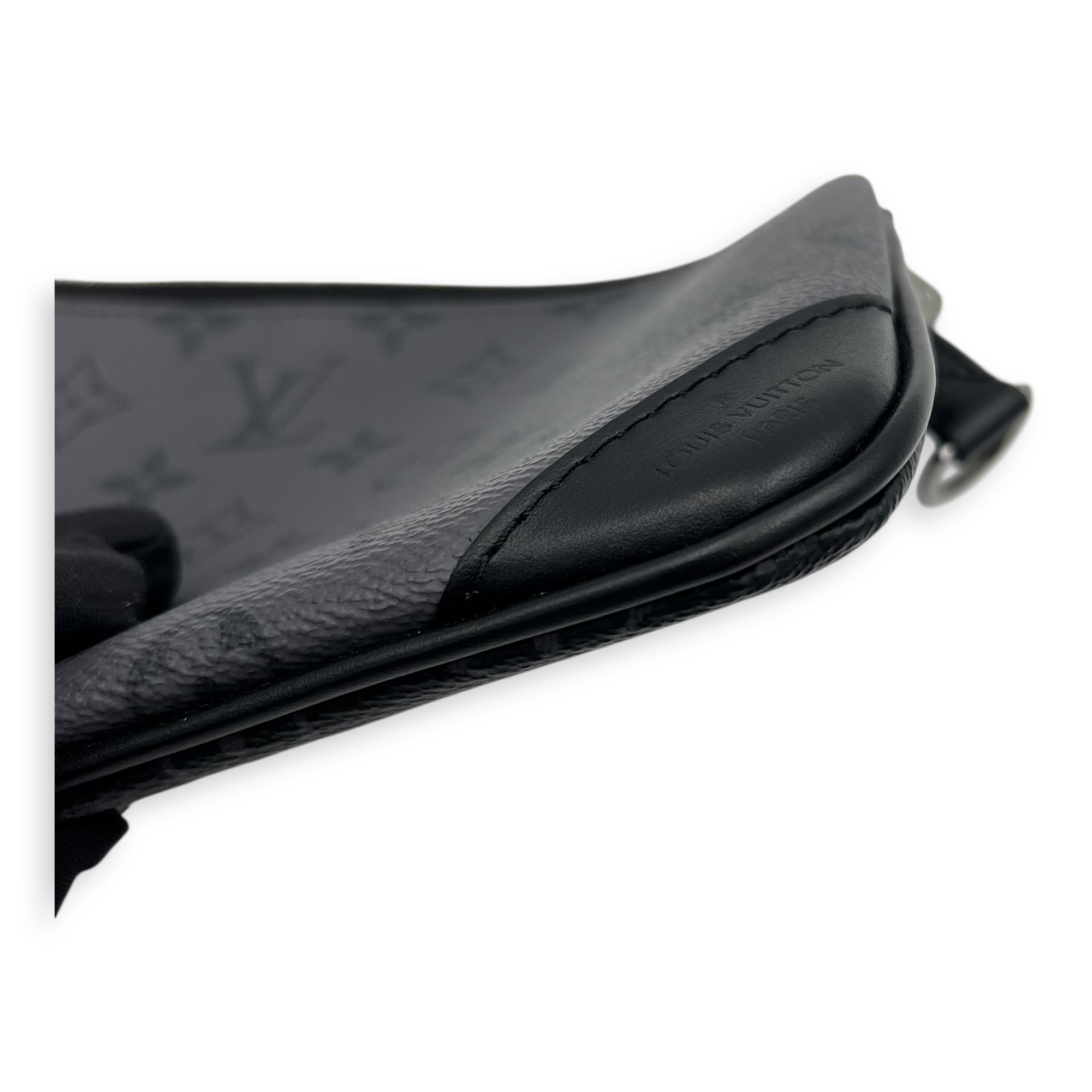 Louis Vuitton Trio Messenger Black Crossbody Bag in Monogram Coated Canvas, Silver hardware_15