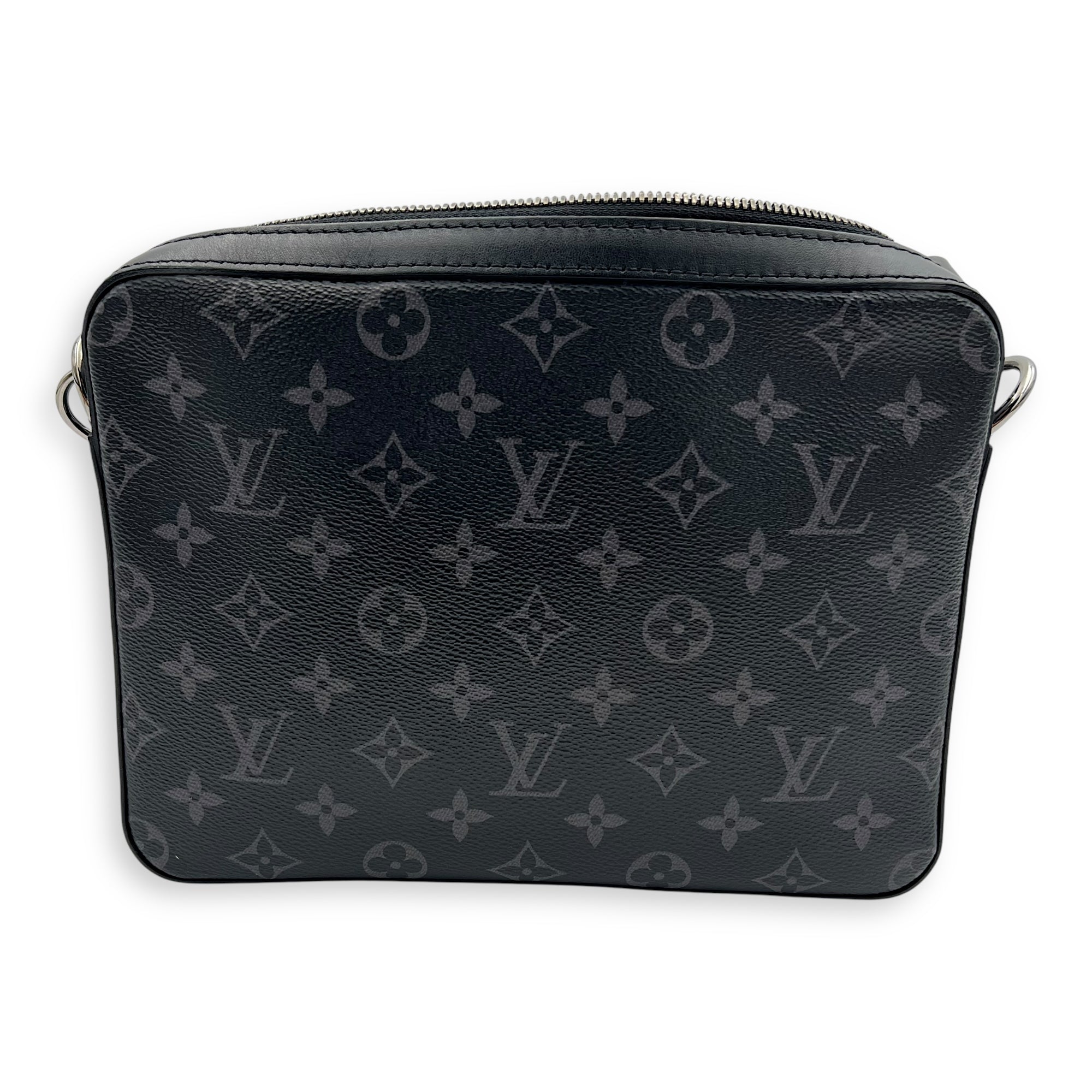 Louis Vuitton Trio Messenger Black Crossbody Bag in Monogram Coated Canvas, Silver hardware_2