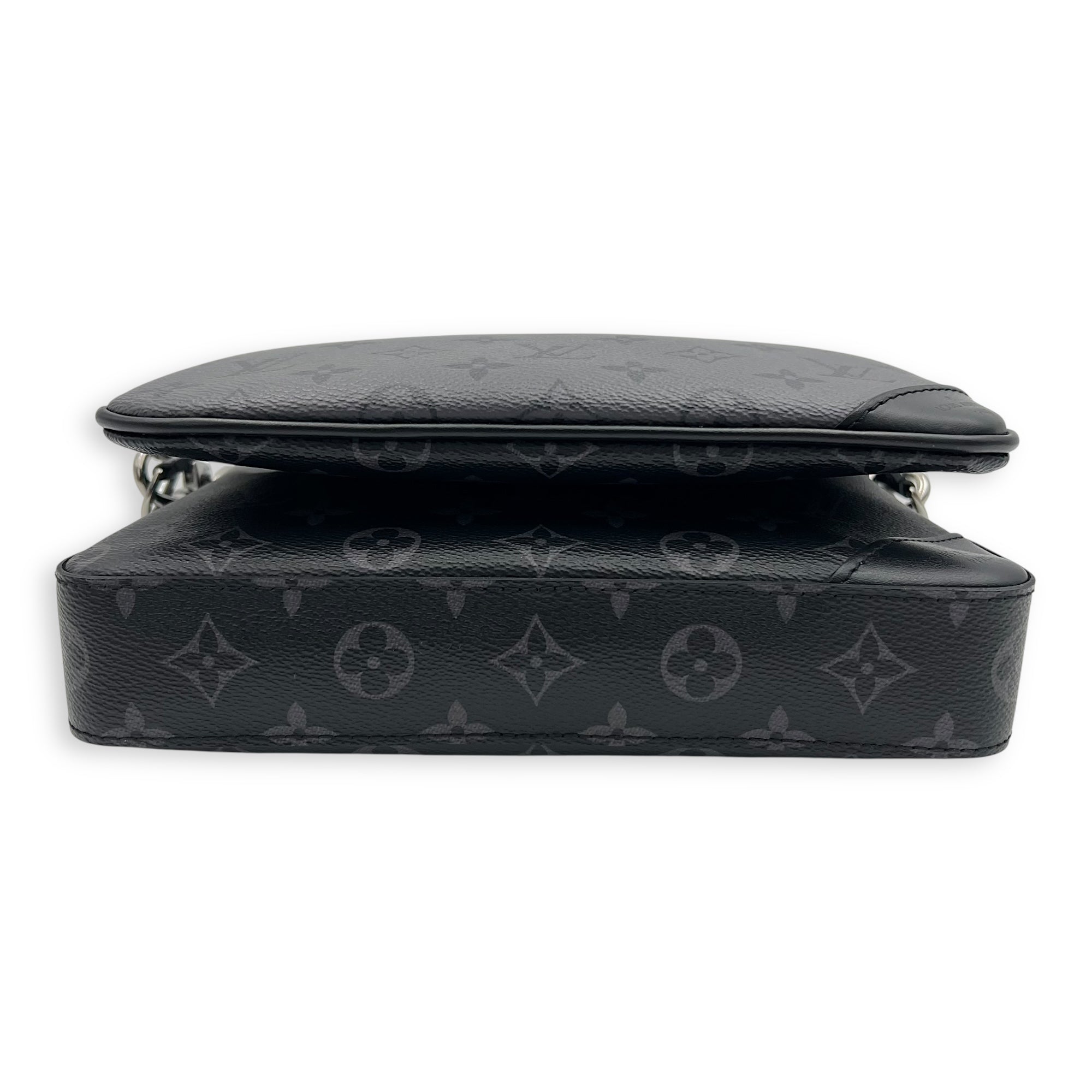 Louis Vuitton Trio Messenger Black Crossbody Bag in Monogram Coated Canvas, Silver hardware_5