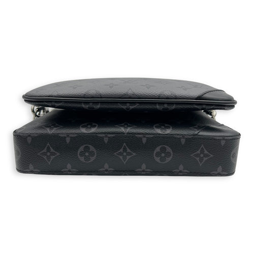 Louis Vuitton Trio Messenger Black Crossbody Bag in Monogram Coated Canvas, Silver hardware_5