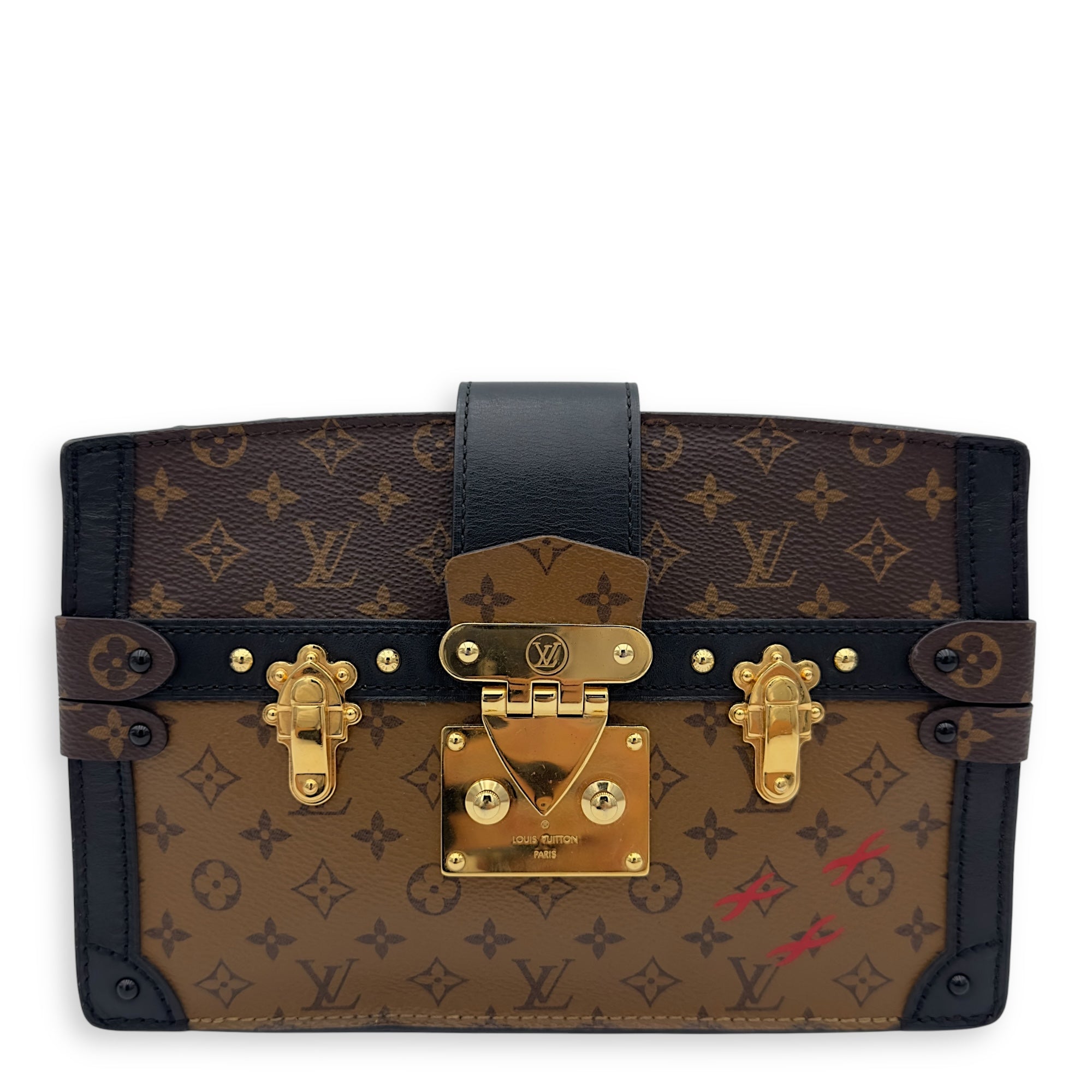 Louis Vuitton Trunk Clutch 2 Way Brown Crossbody Bag in Coated Canvas, Gold hardware_1