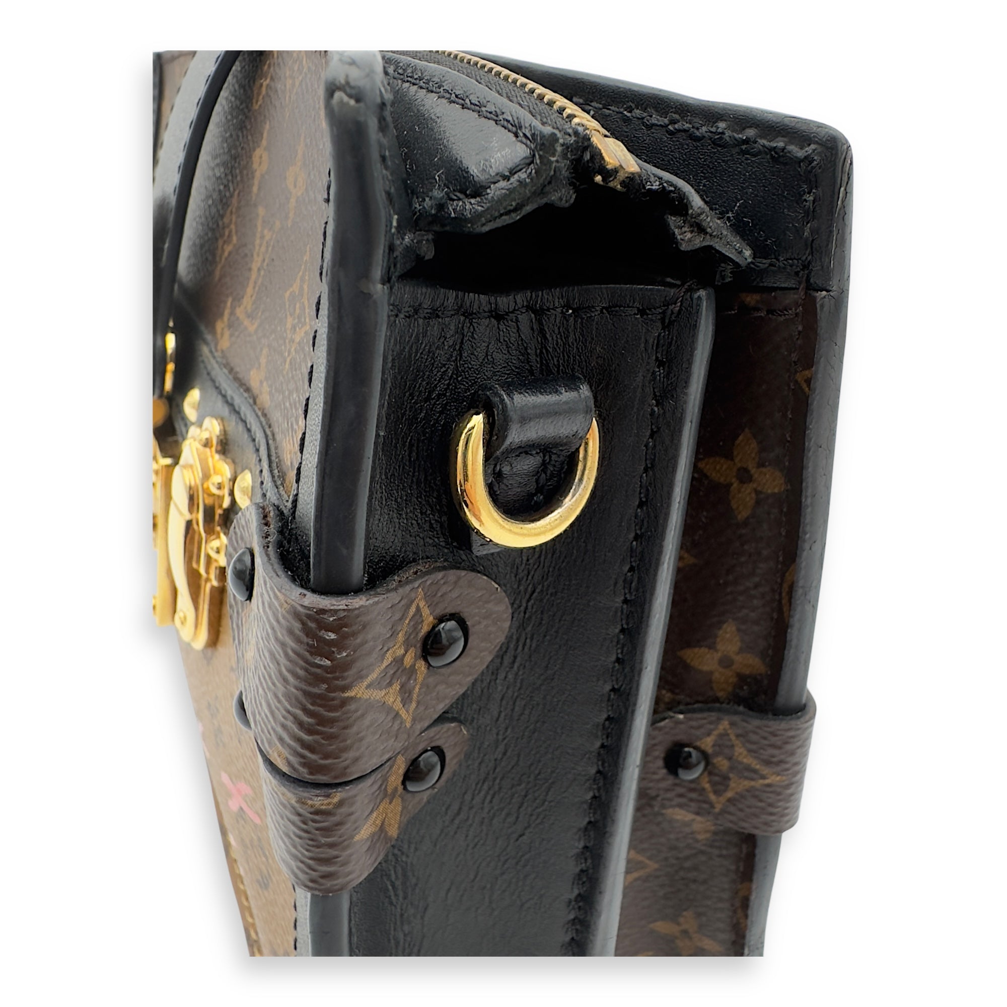 Louis Vuitton Trunk Clutch 2 Way Brown Crossbody Bag in Coated Canvas, Gold hardware_15