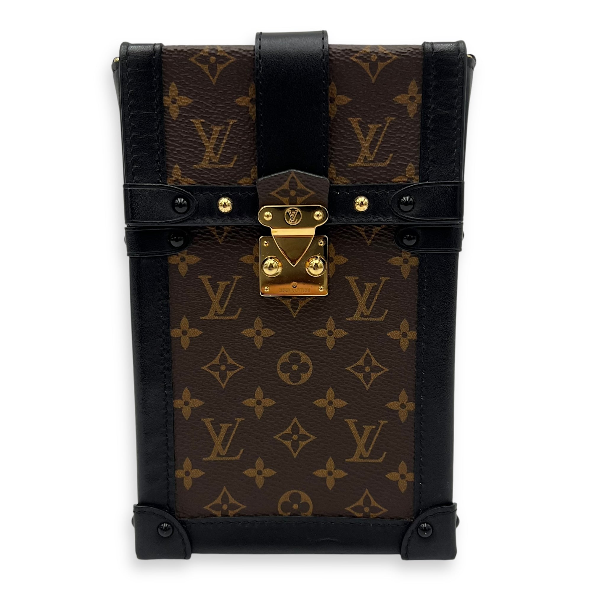 Louis Vuitton Trunk Vertical Brown Crossbody Bag in Monogram Coated Canvas, Gold hardware_1