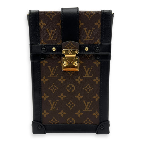 Louis Vuitton Trunk Vertical Brown Crossbody Bag in Monogram Coated Canvas, Gold hardware_1