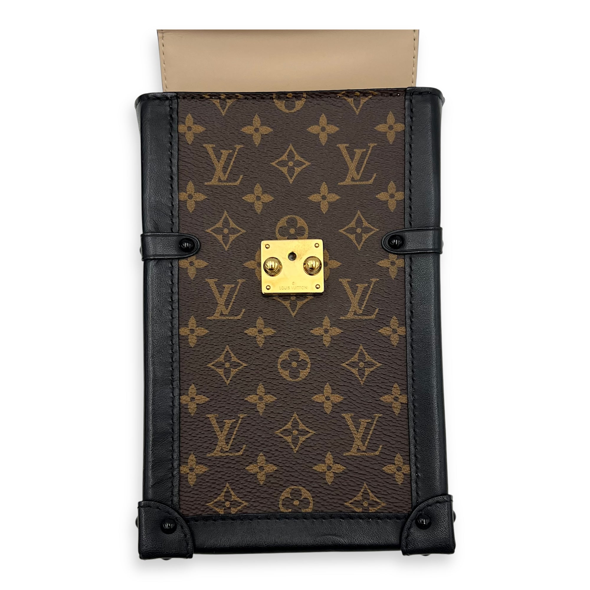 Louis Vuitton Trunk Vertical Brown Crossbody Bag in Monogram Coated Canvas, Gold hardware_14