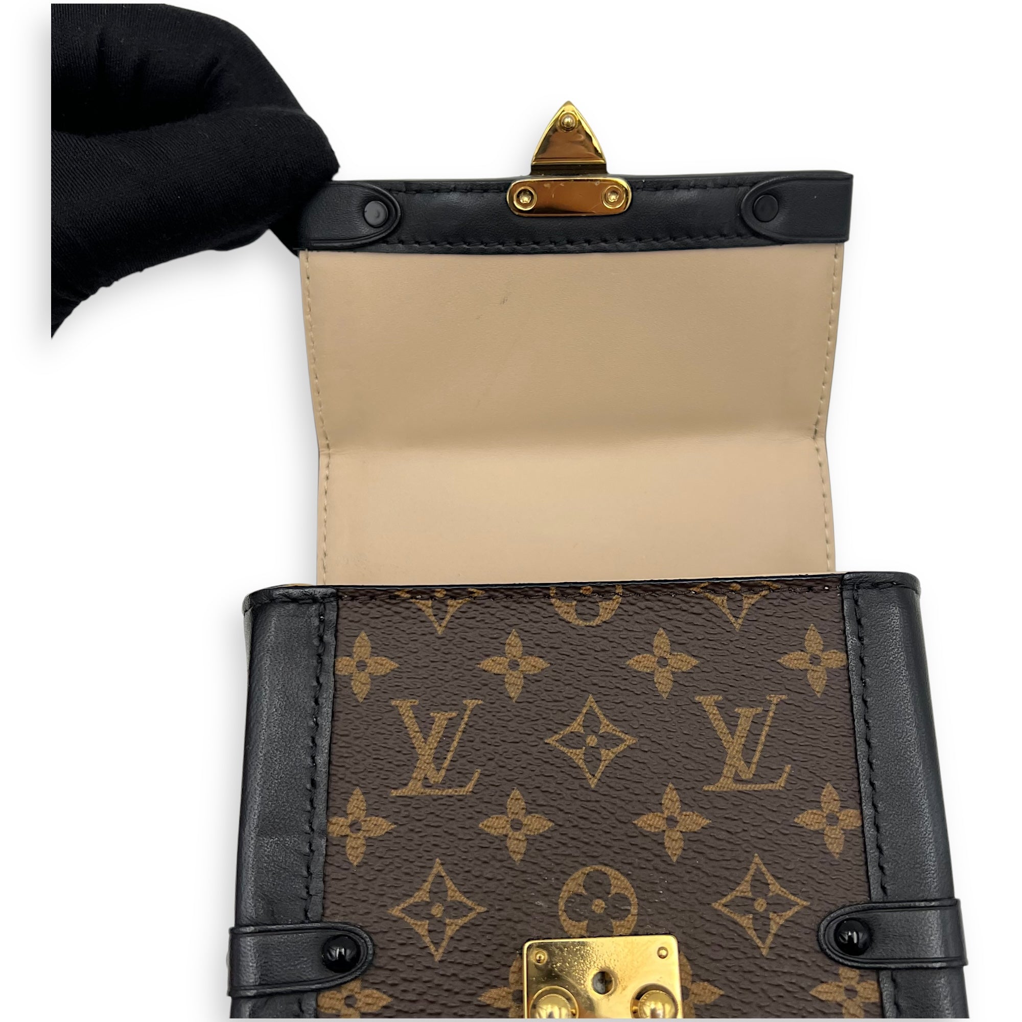 Louis Vuitton Trunk Vertical Brown Crossbody Bag in Monogram Coated Canvas, Gold hardware_15