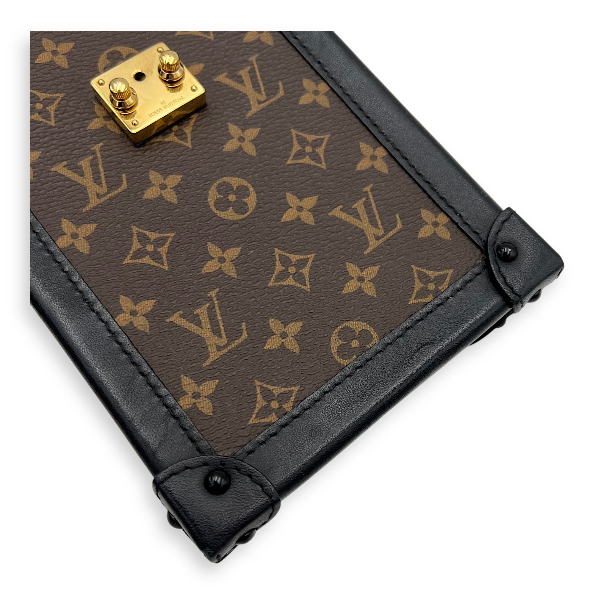 Louis Vuitton Trunk Vertical Brown Crossbody Bag in Monogram Coated Canvas, Gold hardware_16