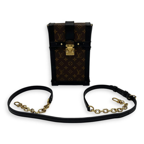 Louis Vuitton Trunk Vertical Brown Crossbody Bag in Monogram Coated Canvas, Gold hardware_17