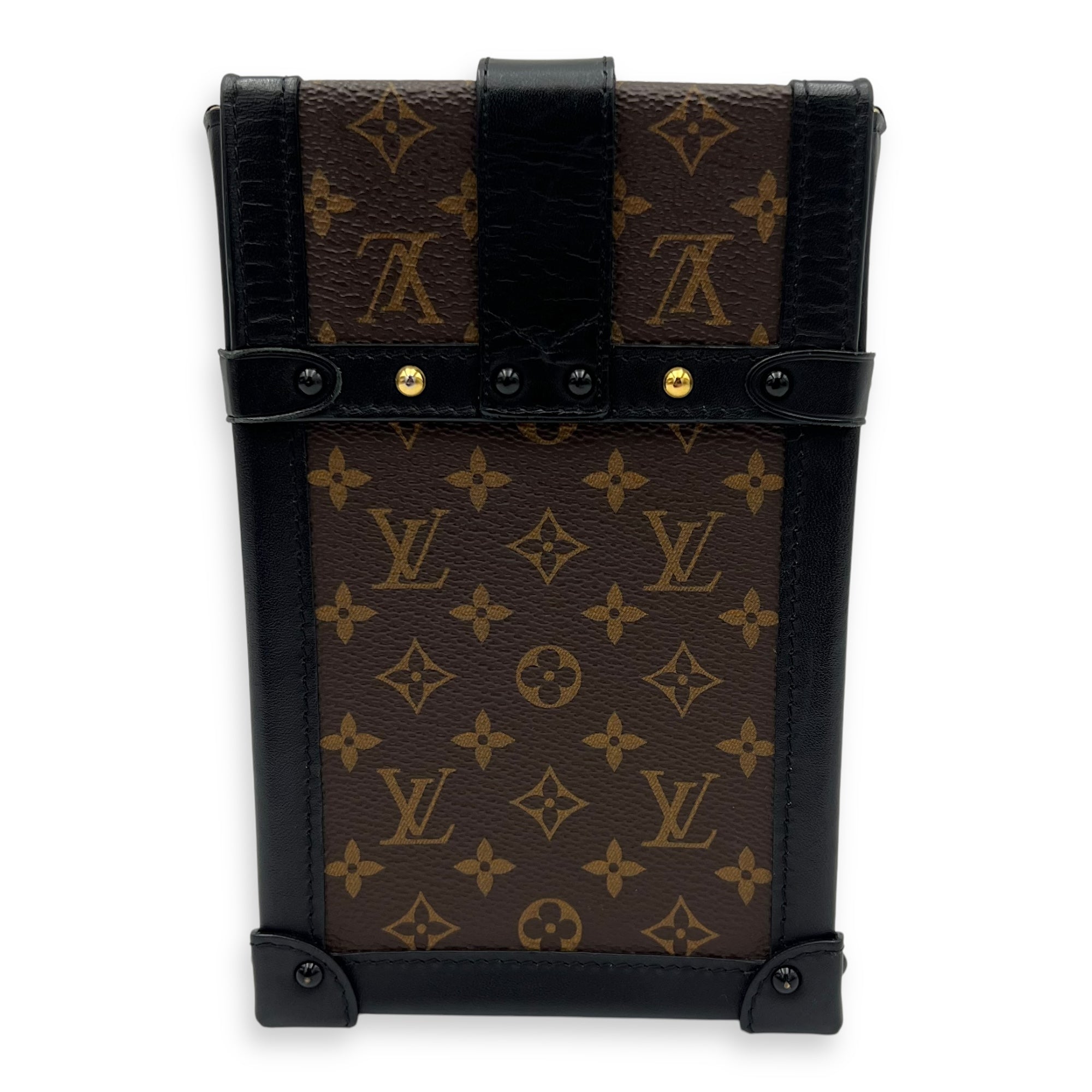 Louis Vuitton Trunk Vertical Brown Crossbody Bag in Monogram Coated Canvas, Gold hardware_2