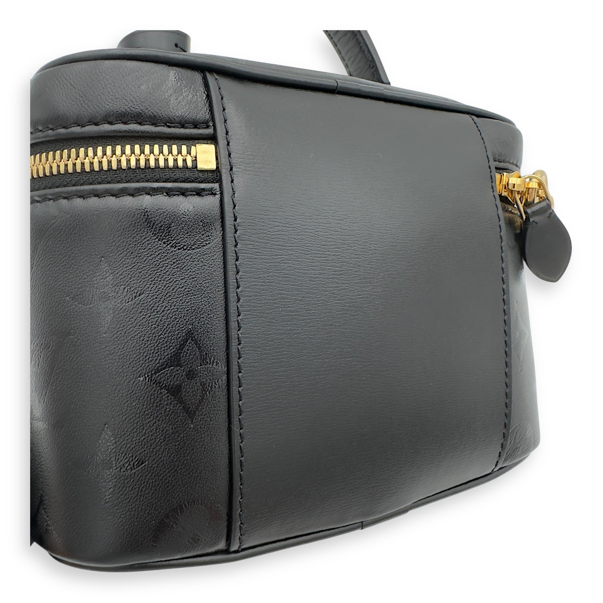 Louis Vuitton Vanity Top Handle Bag Black in Calfskin, Gold hardware_12