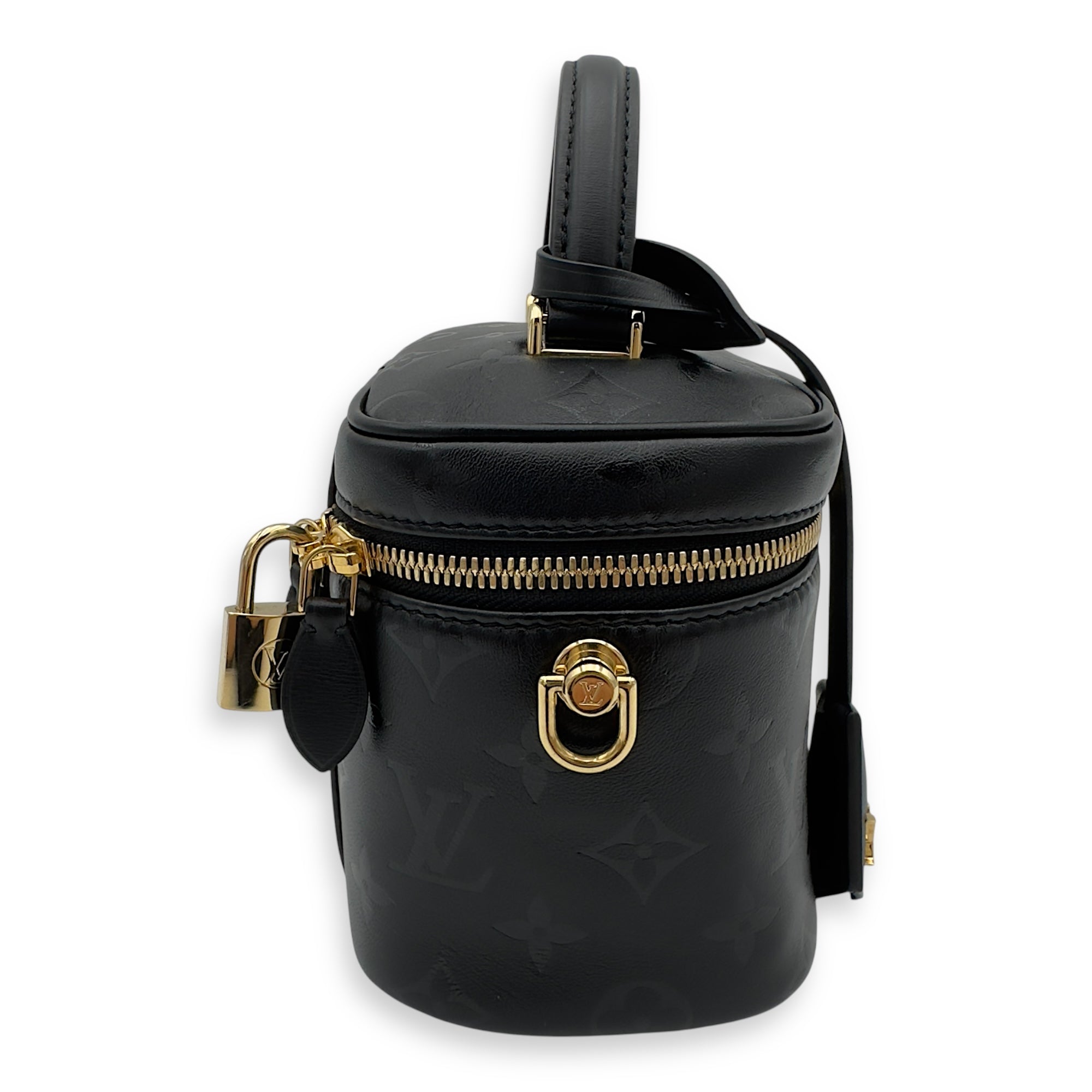 Louis Vuitton Vanity Top Handle Bag Black in Calfskin, Gold hardware_4