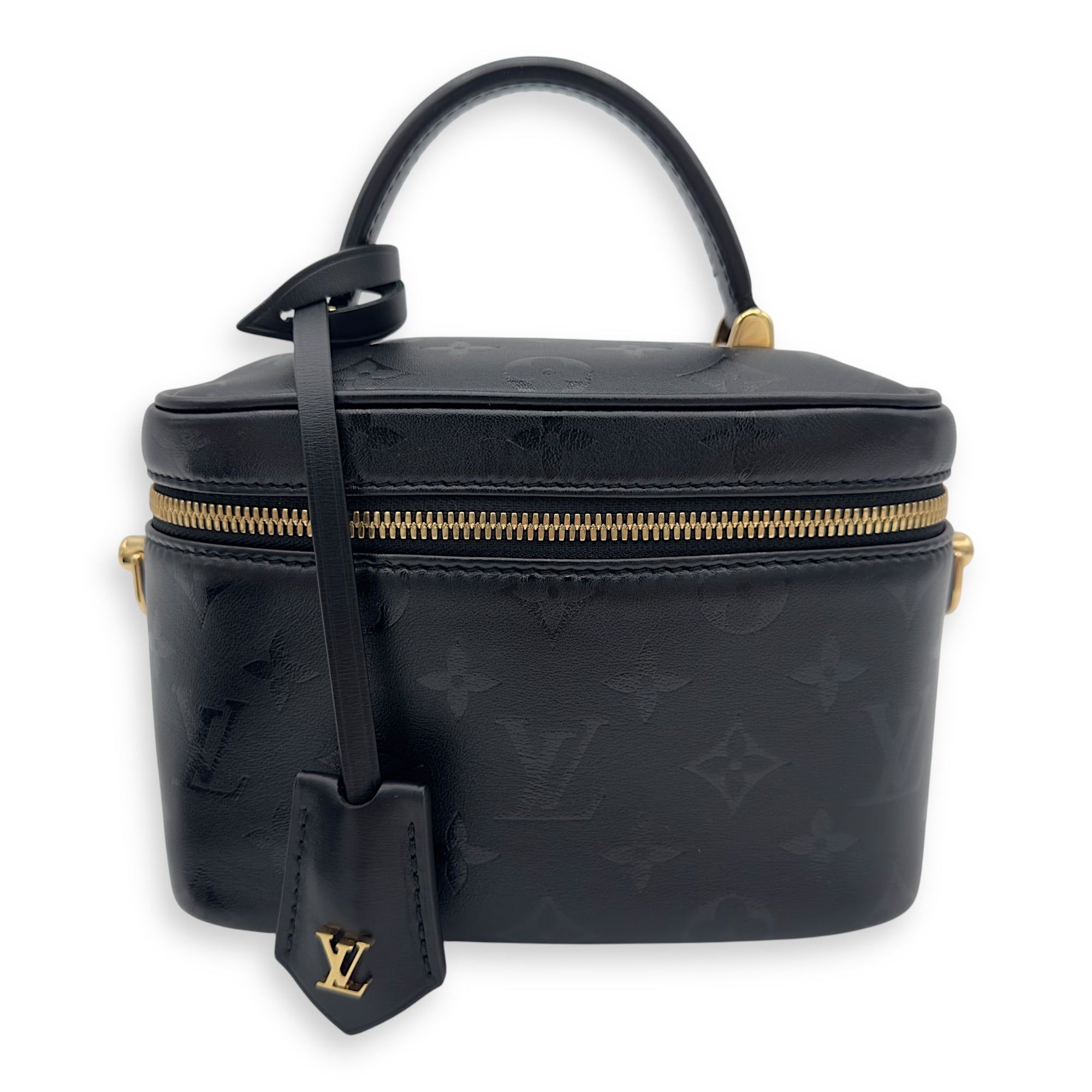Louis Vuitton Vanity Top Handle Bag Black in Calfskin, Gold hardware_8