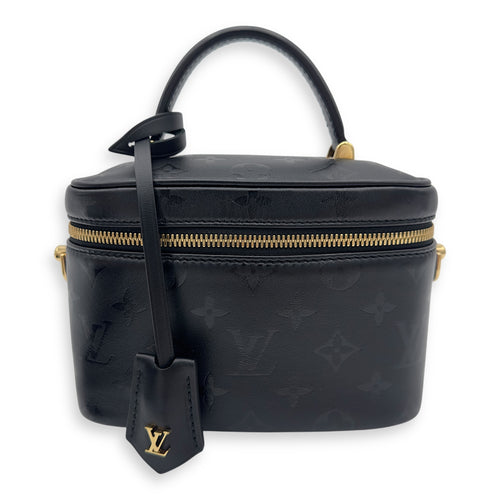 Louis Vuitton Vanity Top Handle Bag Black in Calfskin, Gold hardware_8
