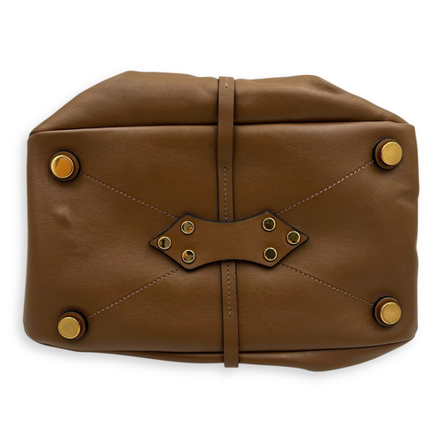 Miu Miu Studs Bucket Bag Brown in Nappa Leather, Gold hardware_5