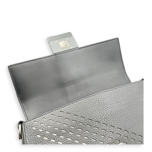 Baguette Crossbody Bag Small Grey in Calfskin, Silver hardware