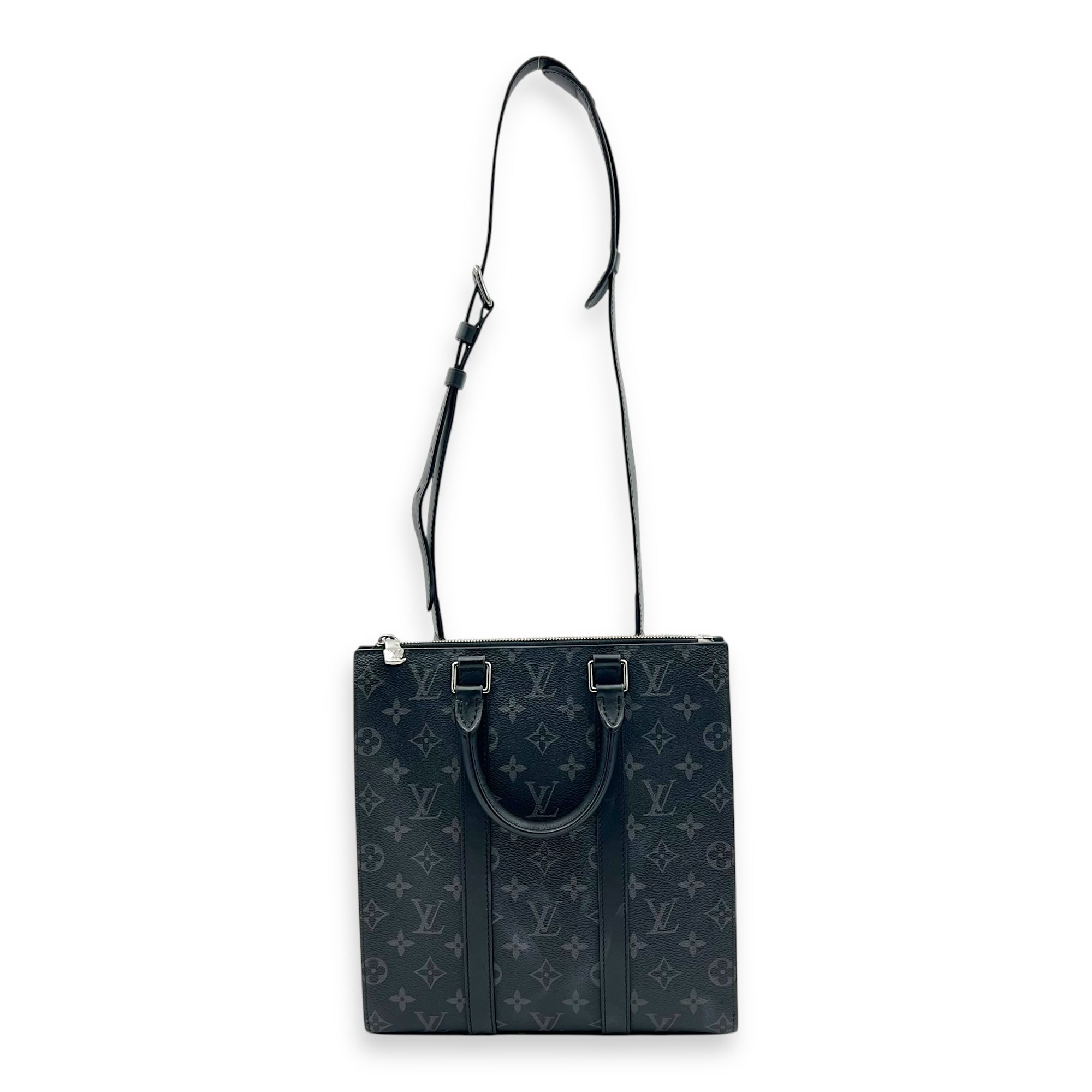 Sac Plat Eclipse Top Handle Bag in Coated Canvas, Silver hardware