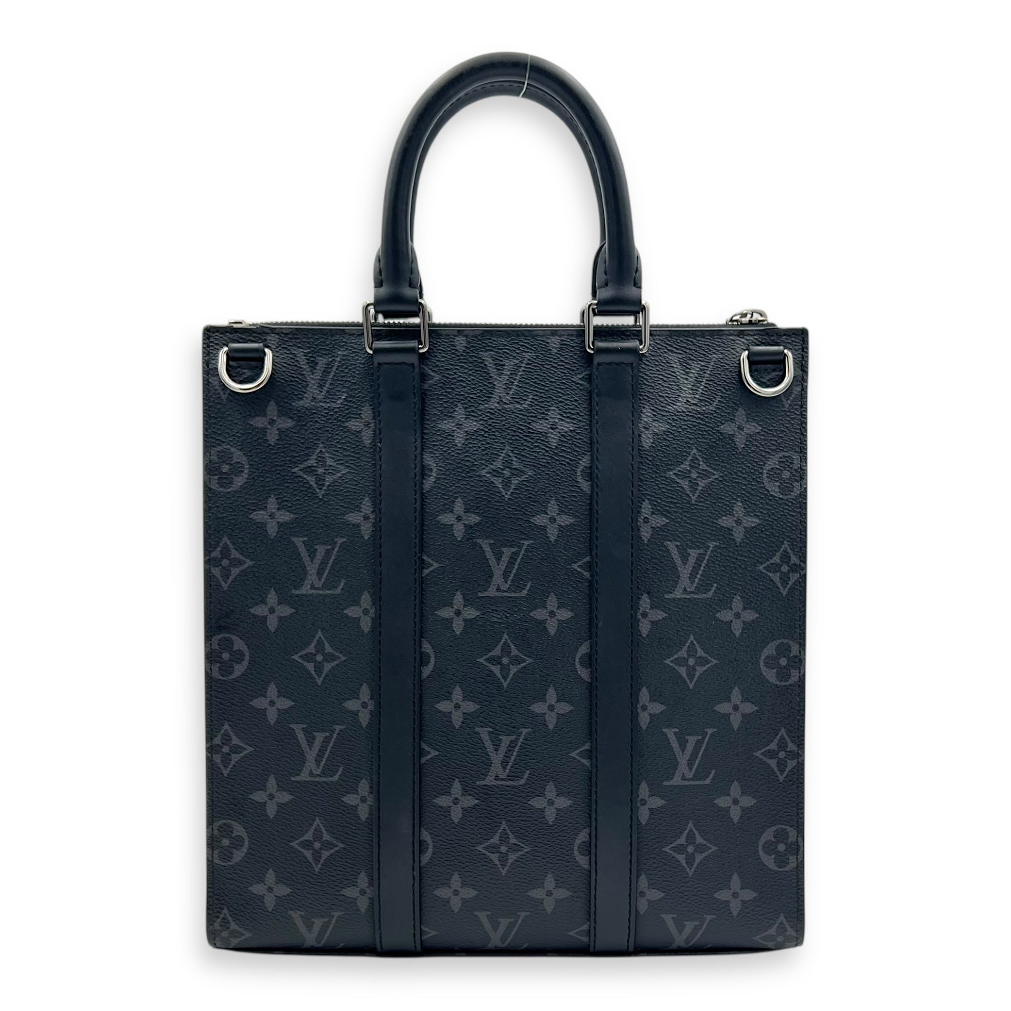 Sac Plat Eclipse Top Handle Bag in Coated Canvas, Silver hardware
