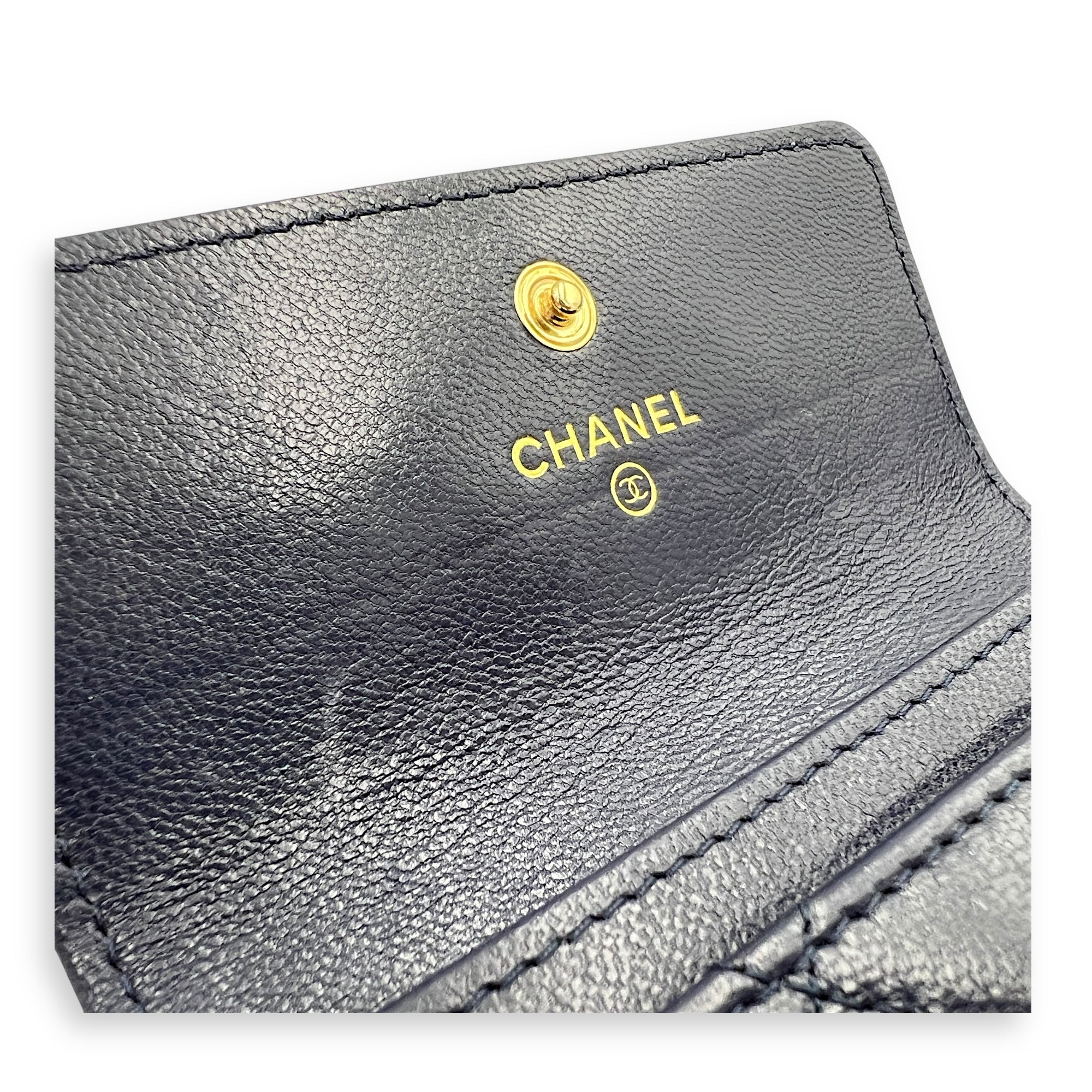 C19 Wallet Blue in Lambskin, Gold hardware