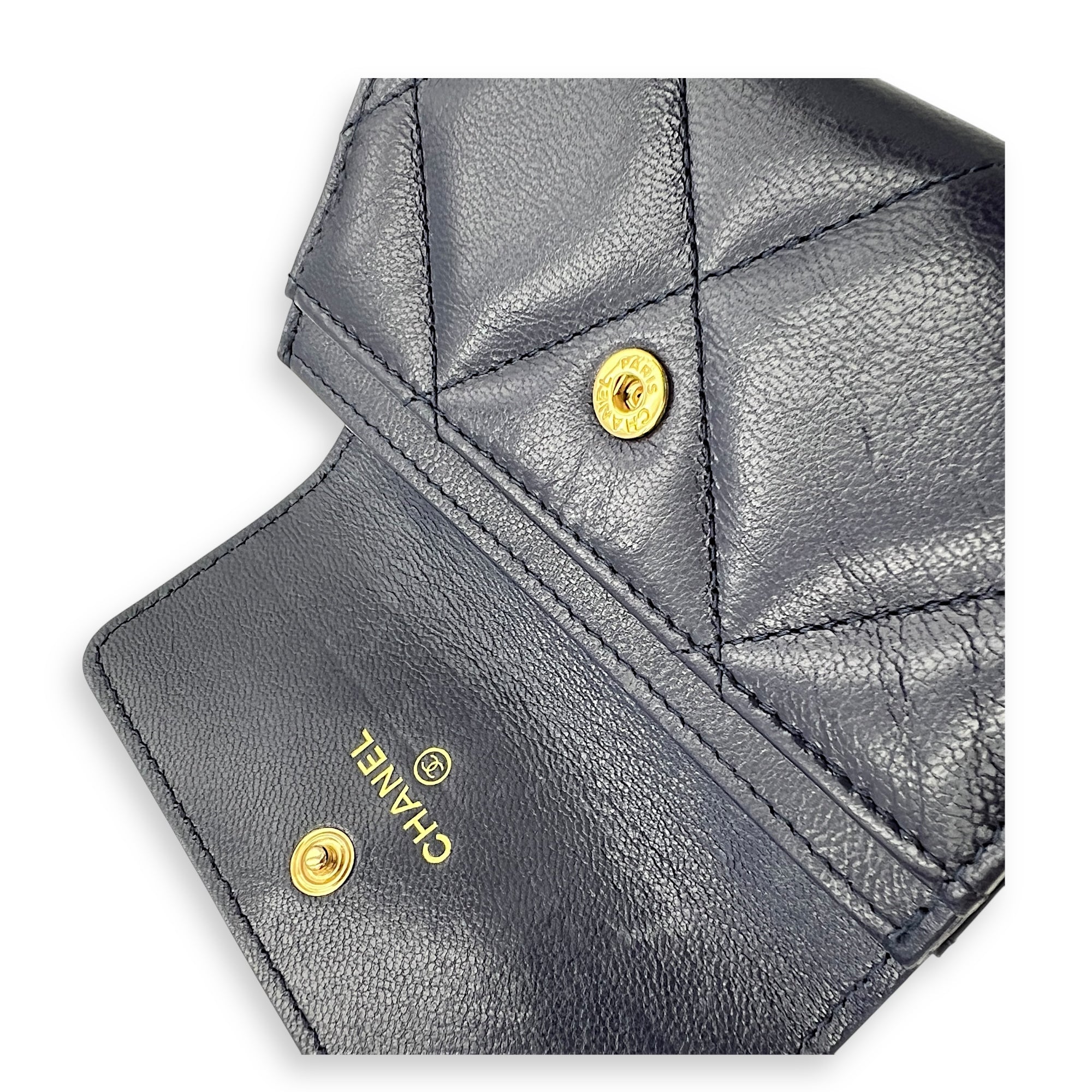 C19 Wallet Blue in Lambskin, Gold hardware