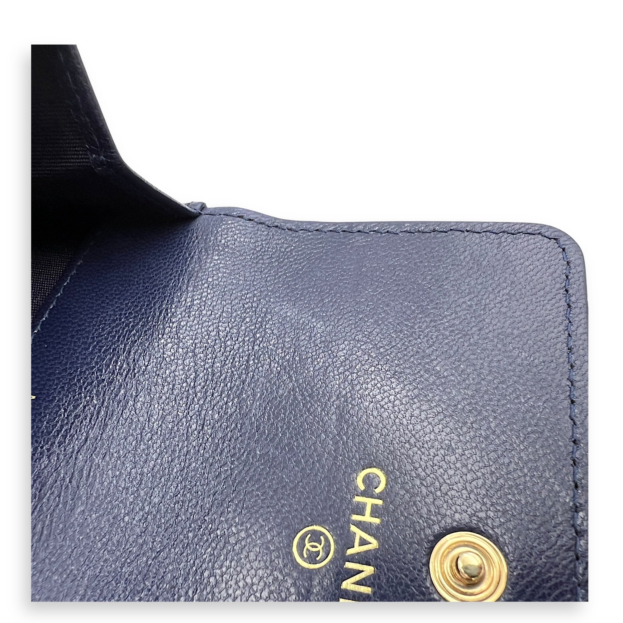 C19 Wallet Blue in Lambskin, Gold hardware