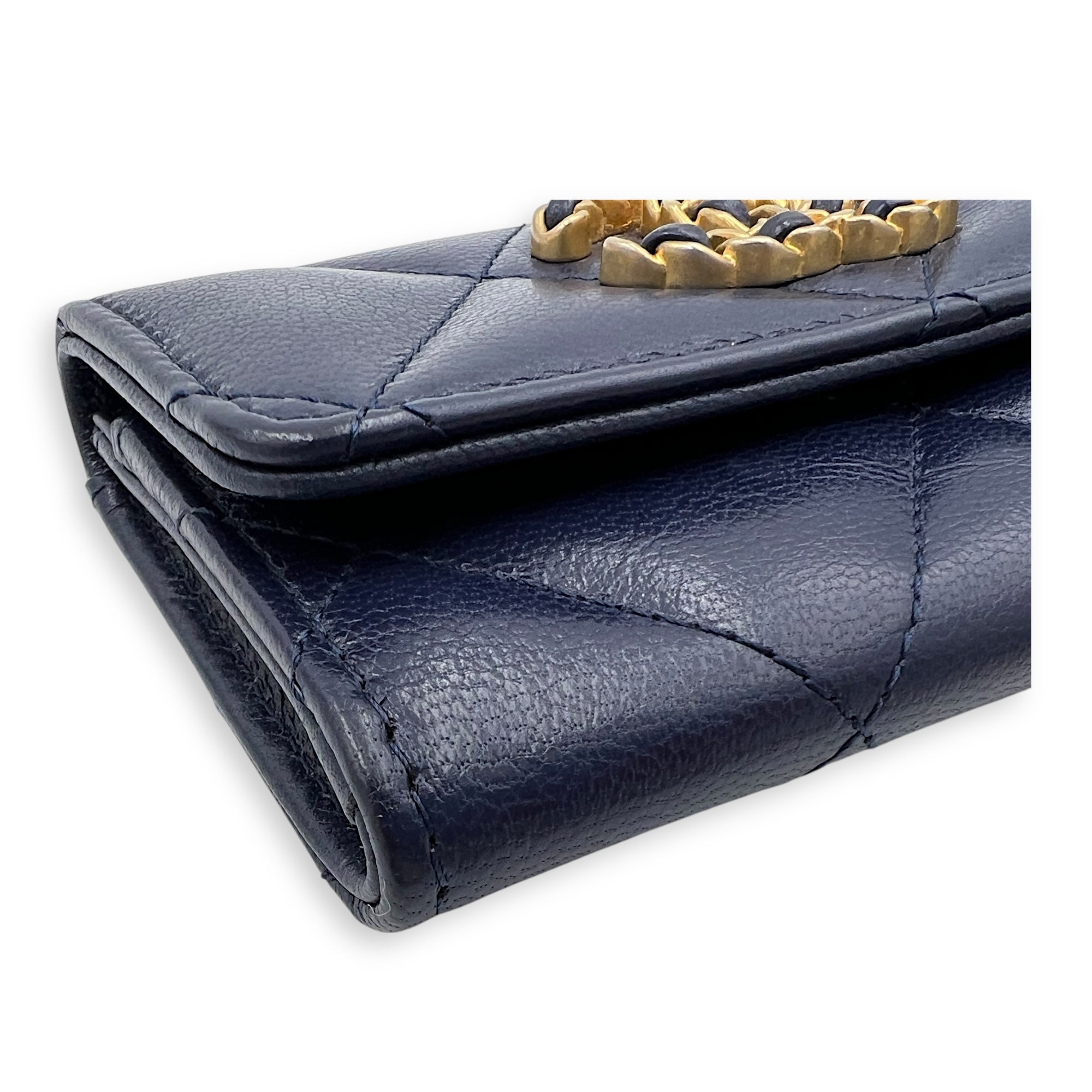 C19 Wallet Blue in Lambskin, Gold hardware