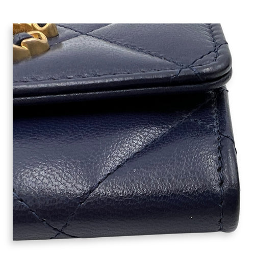 C19 Wallet Blue in Lambskin, Gold hardware