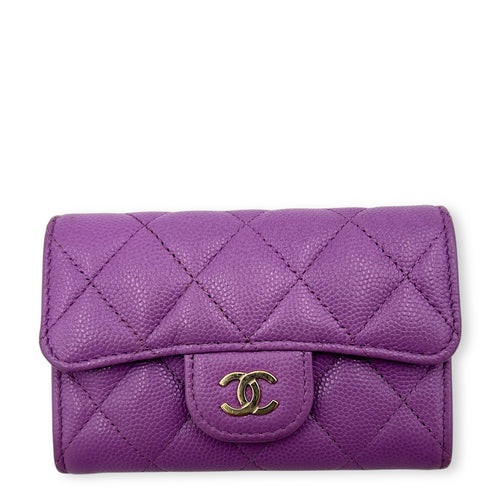 CC Wallet Purple in Caviar Leather, Gold hardware