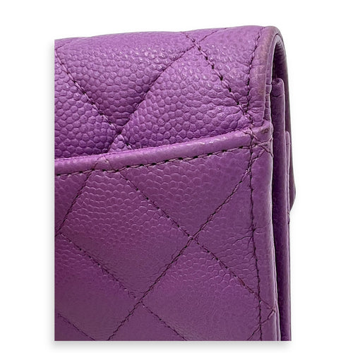 CC Wallet Purple in Caviar Leather, Gold hardware