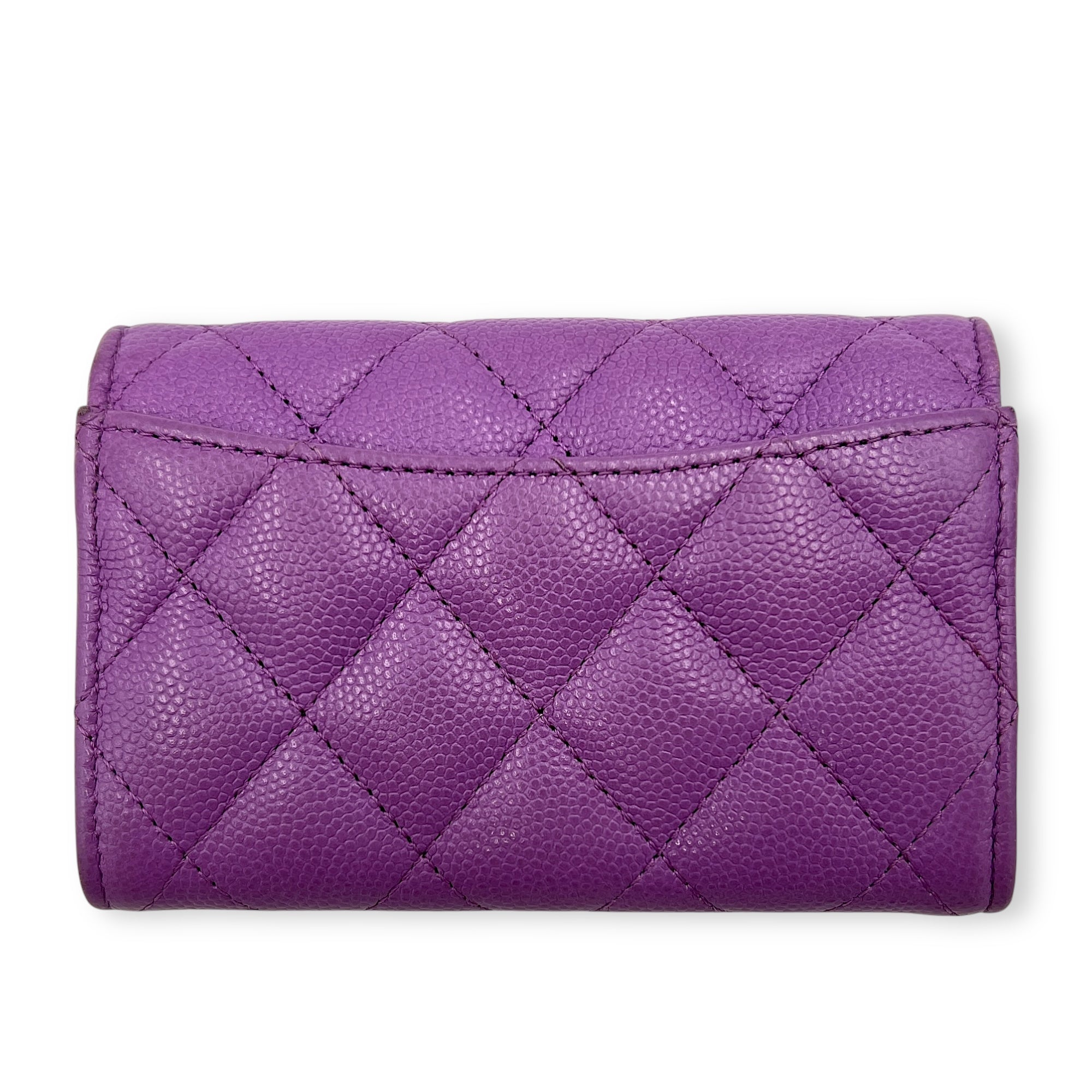 CC Wallet Purple in Caviar Leather, Gold hardware